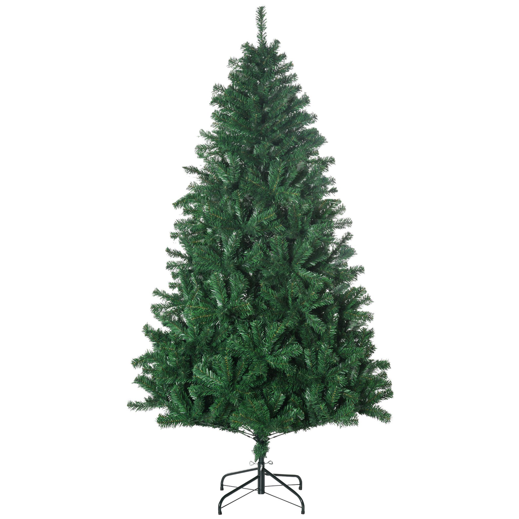 HOMCOM Künstlicher Weihnachtsbaum Christbaum 1000 Zweige Metallfuß PVC, Kunsttanne, 120 x 180 cm (BxH), grün
