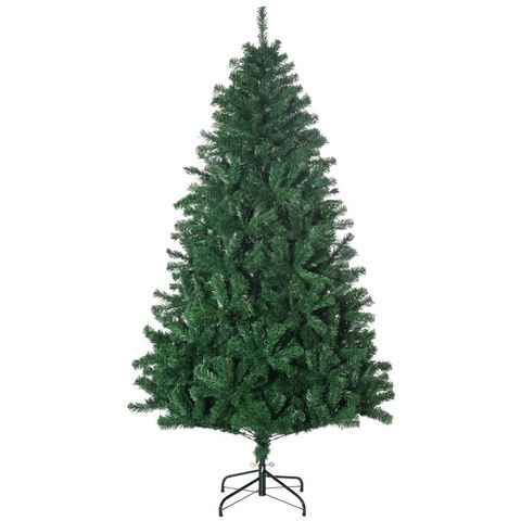 HOMCOM Künstlicher Weihnachtsbaum Christbaum 1000 Zweige Metallfuß PVC, Kunsttanne, 115 x 180 cm (BxH), grün