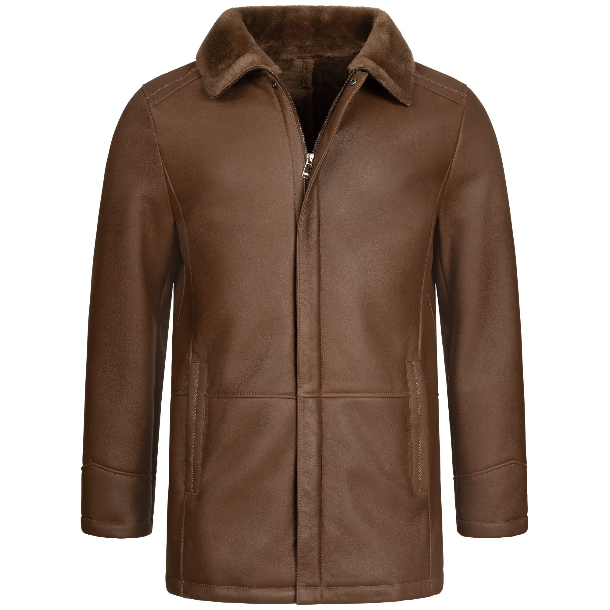 S&A Ledermoden Lederjacke 1401 Umlegbare Fellkragen