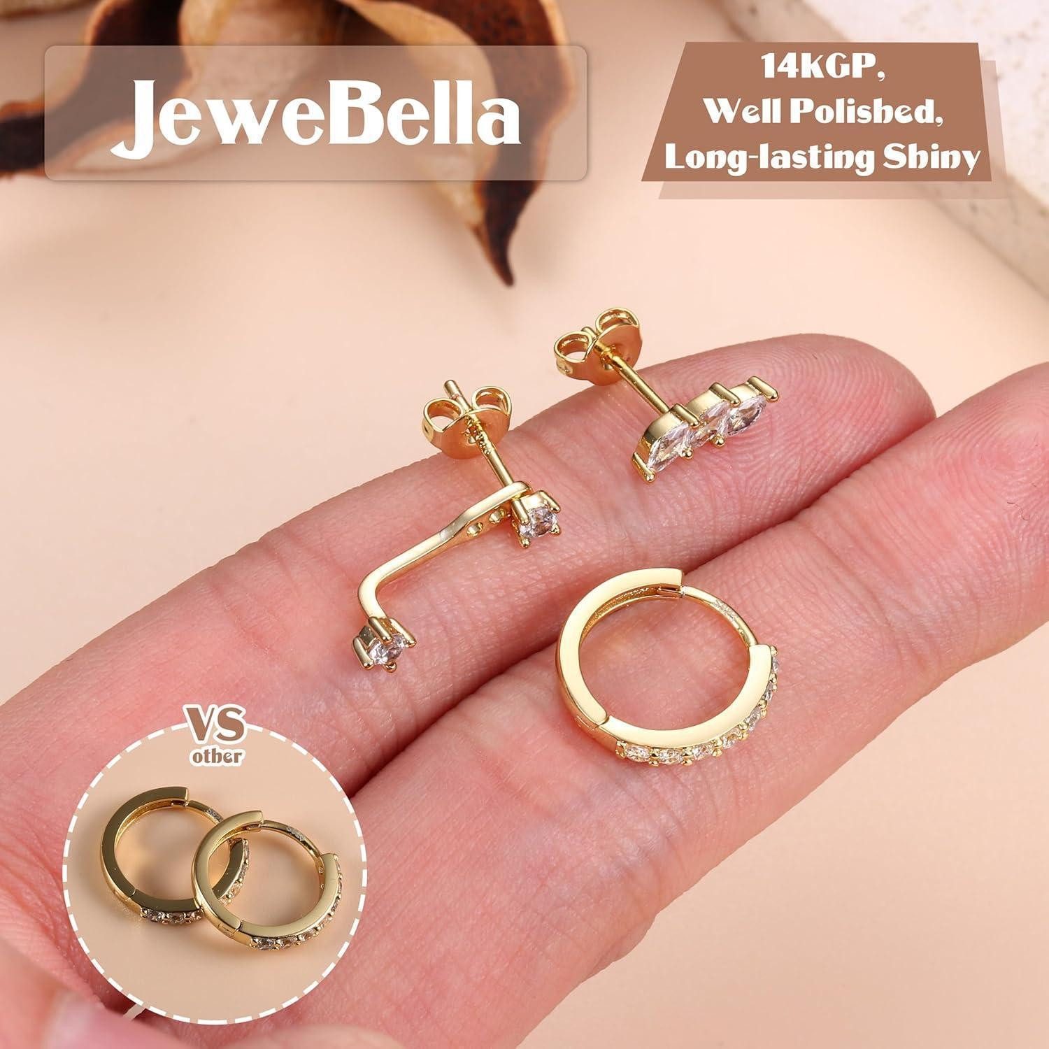 LuxusKollektion Schmuckset Ohrringe Set Silber 925 Damen 14 Karat Vergoldet Zirkonia Creolen – Bild 4 von 5