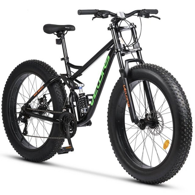 Velors Fatbike 26 Zoll Fat Tire 4.0 MTB für Herren Damen und Jungen, 21 Gang, Kettenschaltung, mechanische Scheibenbremse, Fat Bike Mountainbike