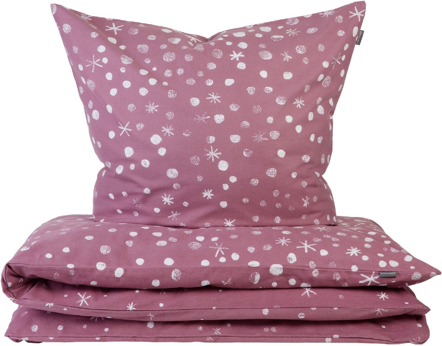 Schiesser Bettwäsche Runa aus weicher Baumwolle mit coolem Winter-Print, Feinbiber, 2 teilig, OEKO-TEX® MADE IN GREEN-zertifiziert