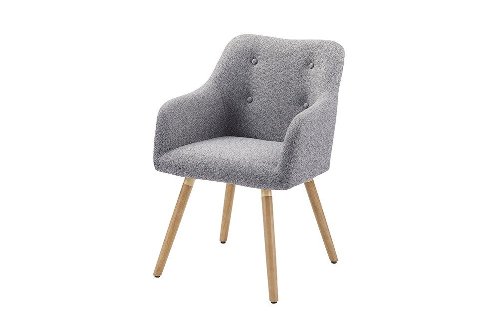 riess-ambiente Esszimmerstuhl SCANDINAVIA MEISTERSTÜCK grau/natur - Strukturstoff, Gummibaum, massiv (Einzelartikel, 1 St), Nordischer Stuhl - ideal für Esszimmer, Wohnbereich oder Homeoffice