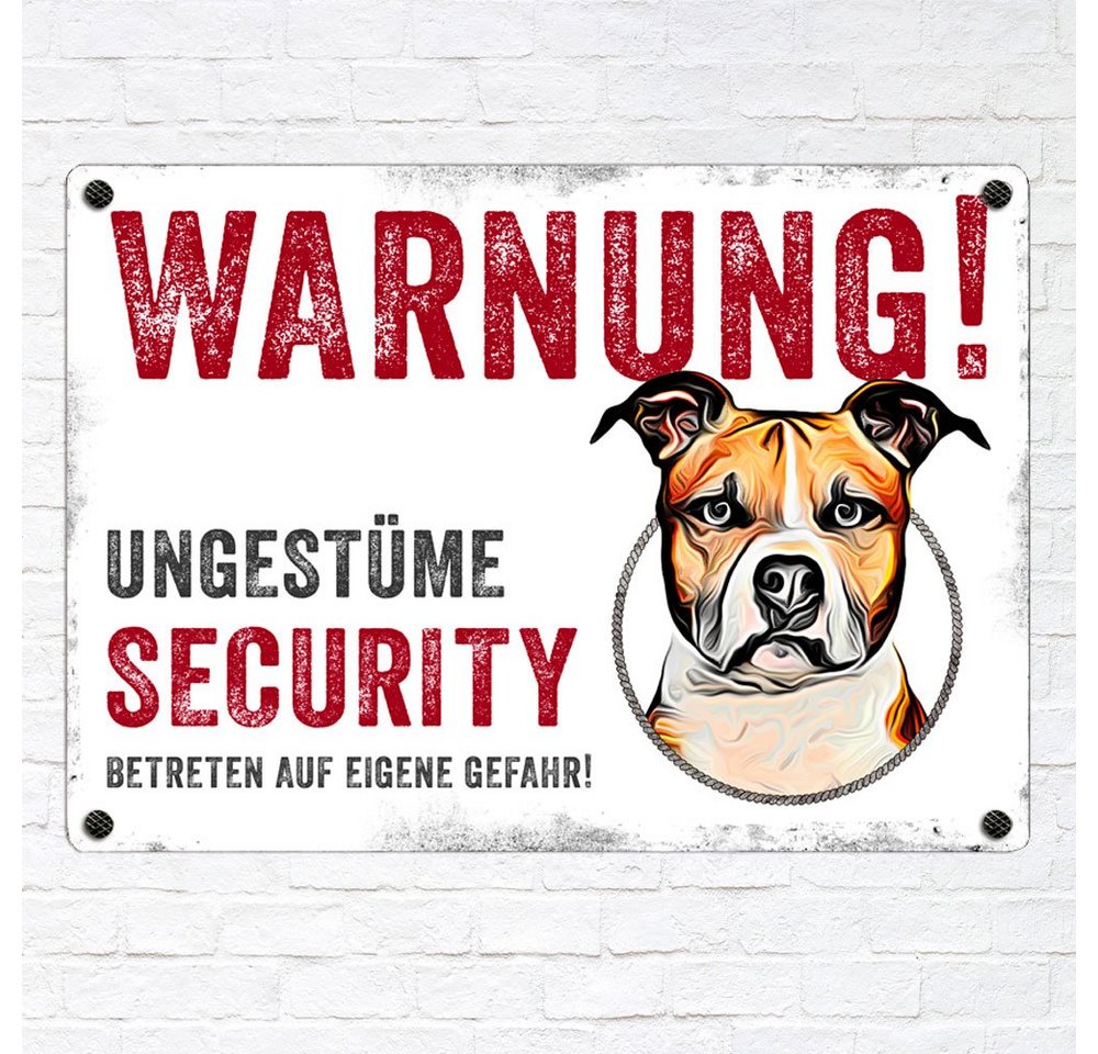 Thumbnail - Cadouri Warnschild Hundewarnschild STAFFORDSHIRE TERRIER - Hinweisschild mit Hunderasse, (Metallschild mit vier vorgeboh...