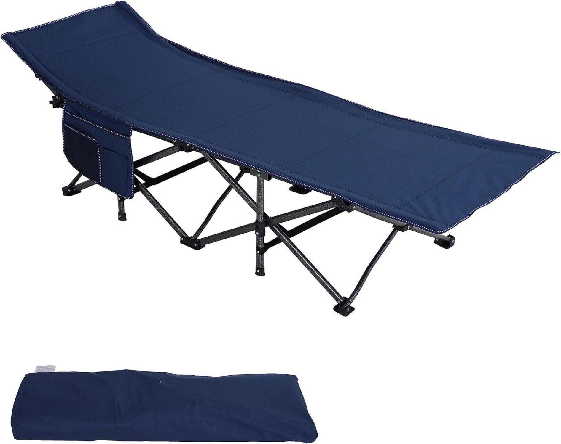Campingstuhl Feldbett Klappbar XL Campingbett Faltbar Campingliege Outdoor Blau