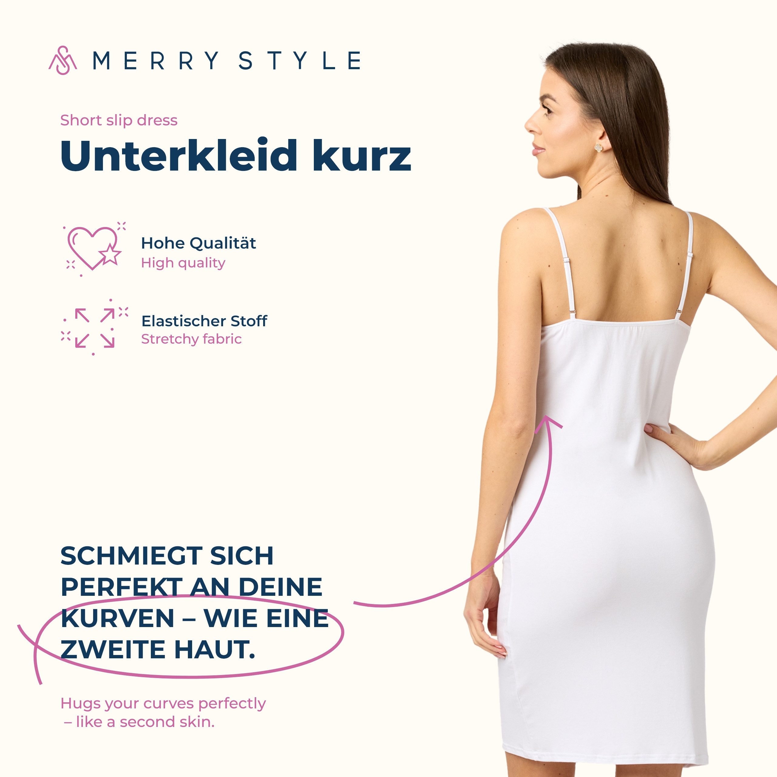 Merry Style Unterkleid Damen kurz Viskose MS10-203 (1-tlg) verstellbare Träger