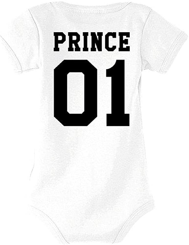 Body Designz T-Shirt (1-tlg) Prince-Weiß Queen Set in tollem Herren Princess Baby Strampler Strampler King Youth Prince Design Damen