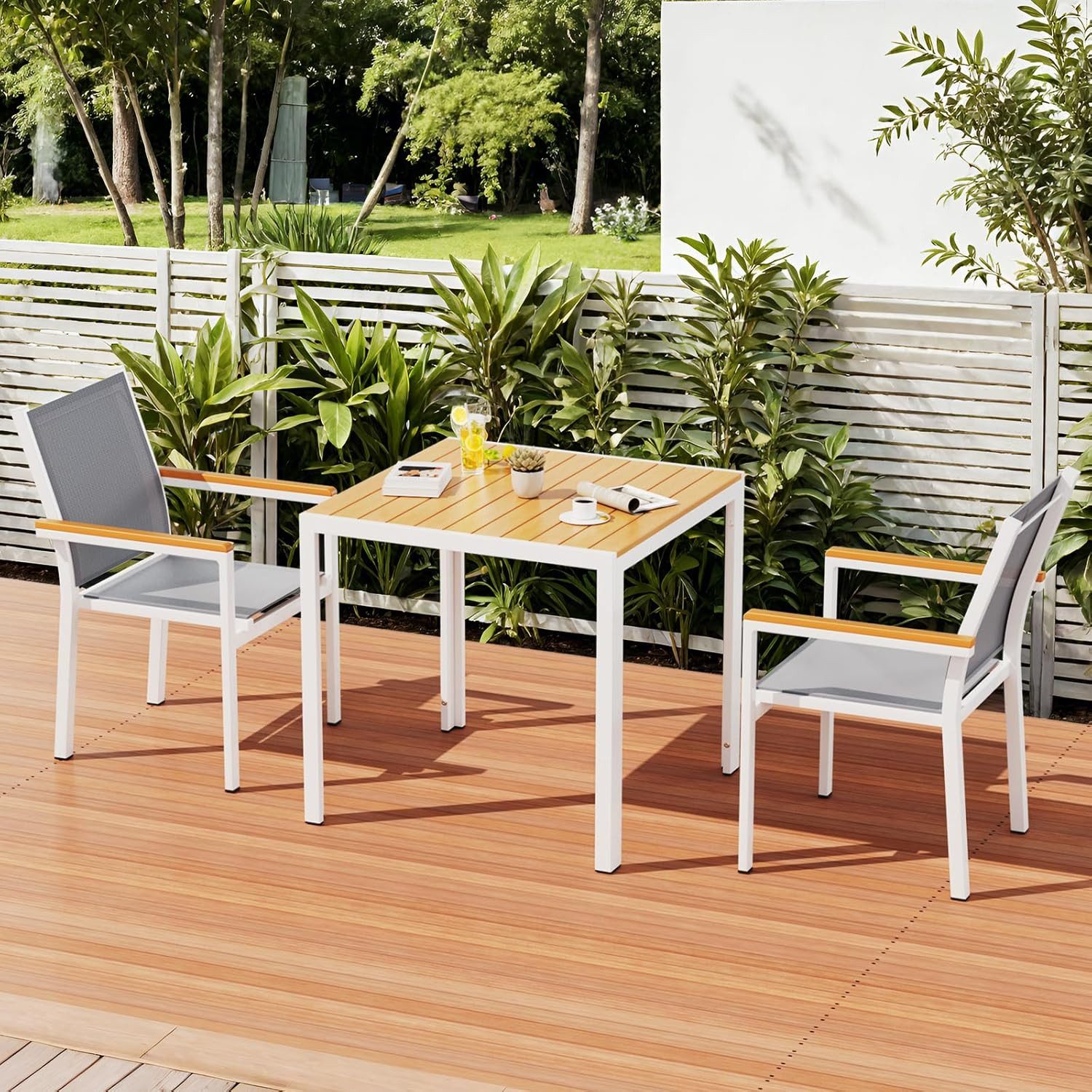 TLGREEN Gartentisch Wetterfest,Balkontisch Aluminium mit WPC günstig online kaufen
