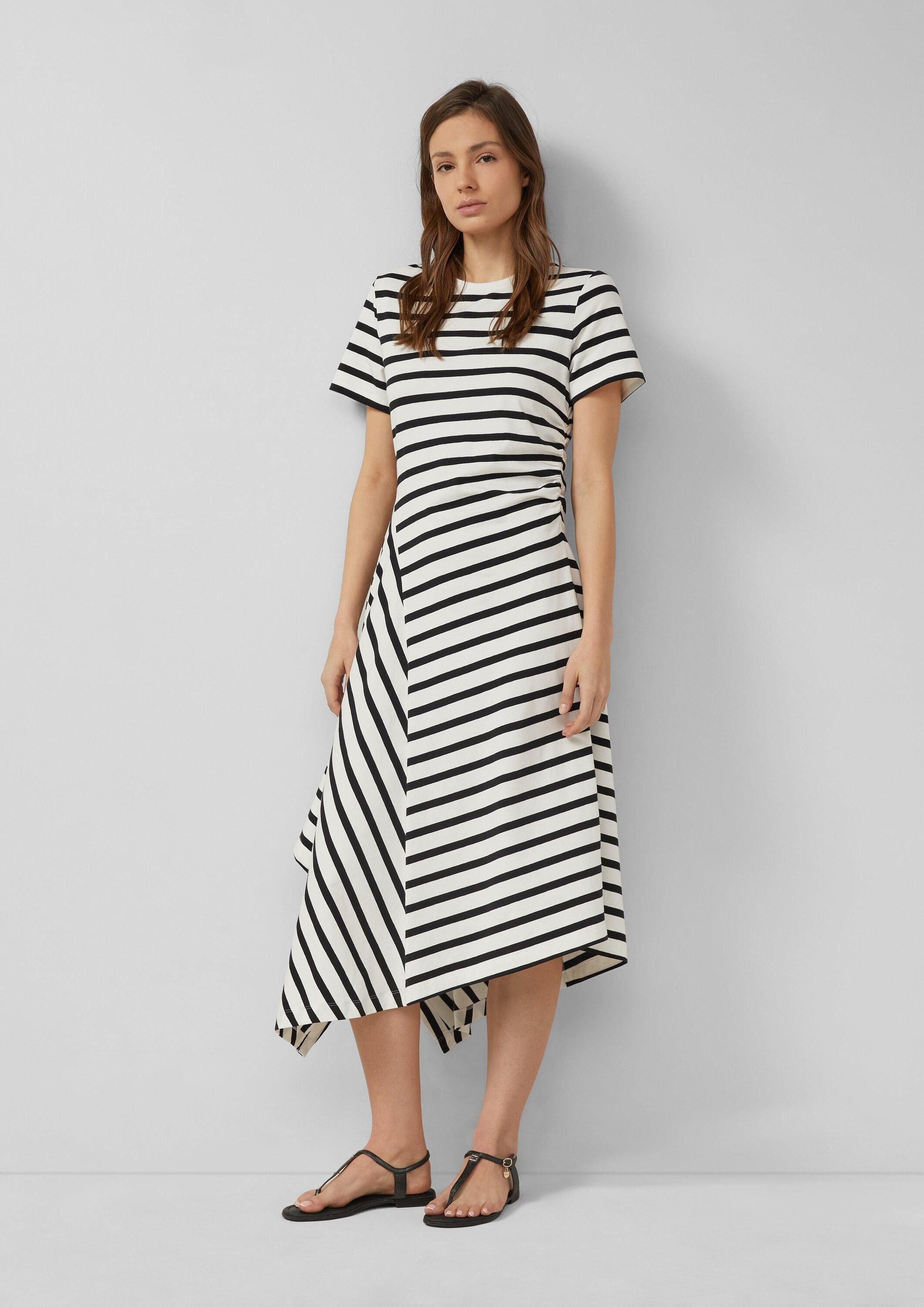 s.Oliver Midikleid Kleid Asymmetrisches Jerseykleid mit Raffung