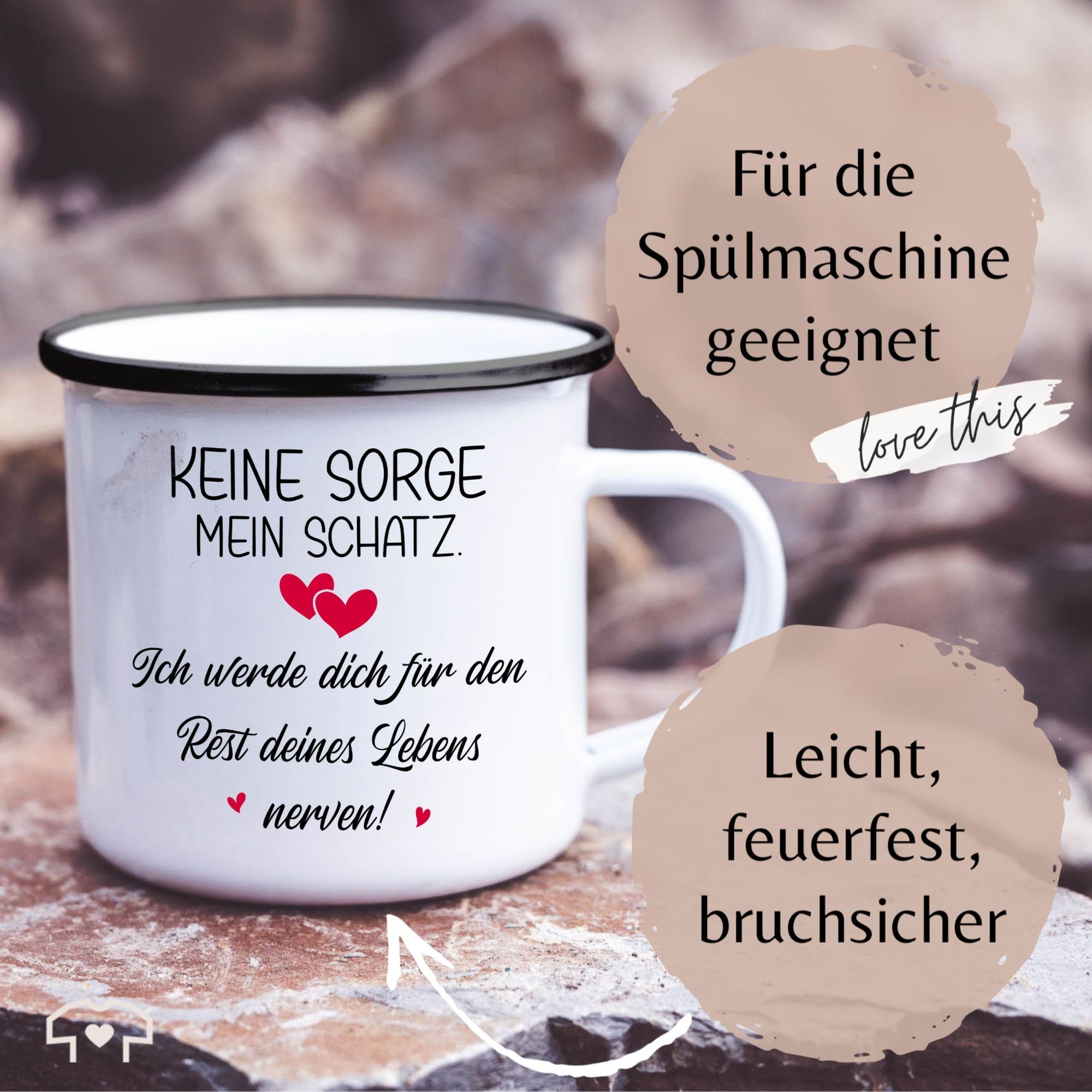 - Keine Weiß Tasse Valentinstag Schwarz 1 Geschenk Schatz Stahlblech, Sorge Shirtracer Nerven,