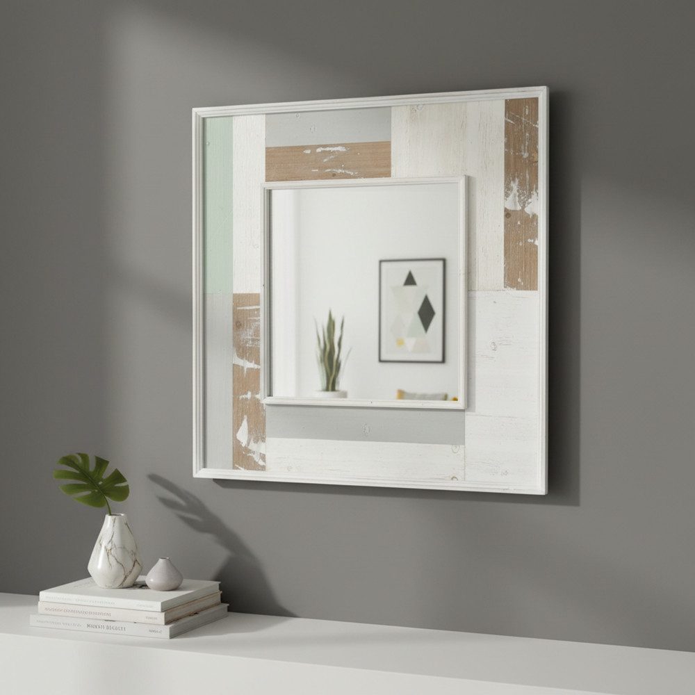 Melko Wandspiegel Deko Wandspiegel Garderobenspiegel Holz Weiß 80CM Shabby Badspiegel (Stück, 1-St., Garderobenspiegel), Pflegeleichtes & langlebiges Material