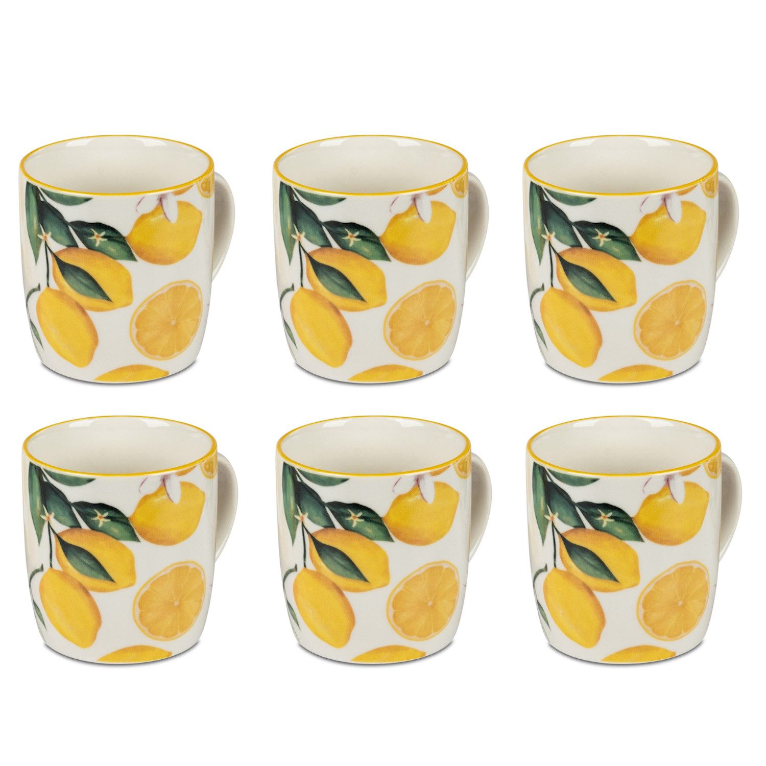 formano Tasse Fresh Lemon, Porzellan, Spülmaschinengeeignet, Weiß, Zitronen, H: 9.5cm