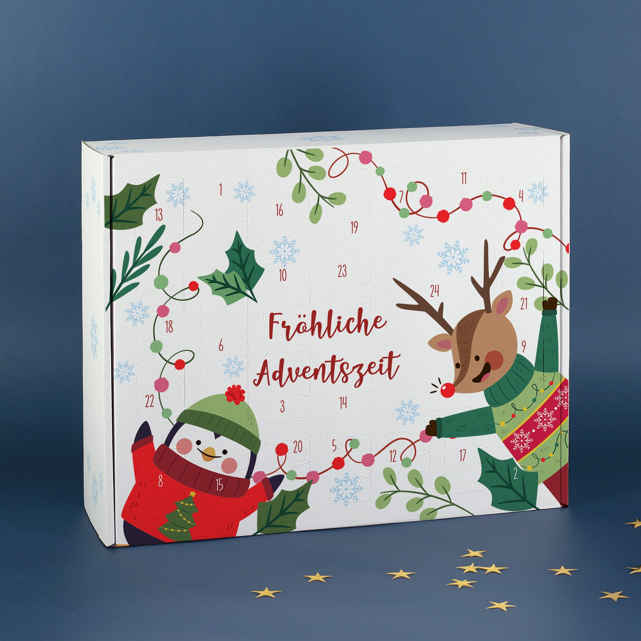 Herz & Heim befüllbarer Adventskalender mit festlichen Motiven zu Weihnachten - DIY Adventskalender, zum selbst Befüllen