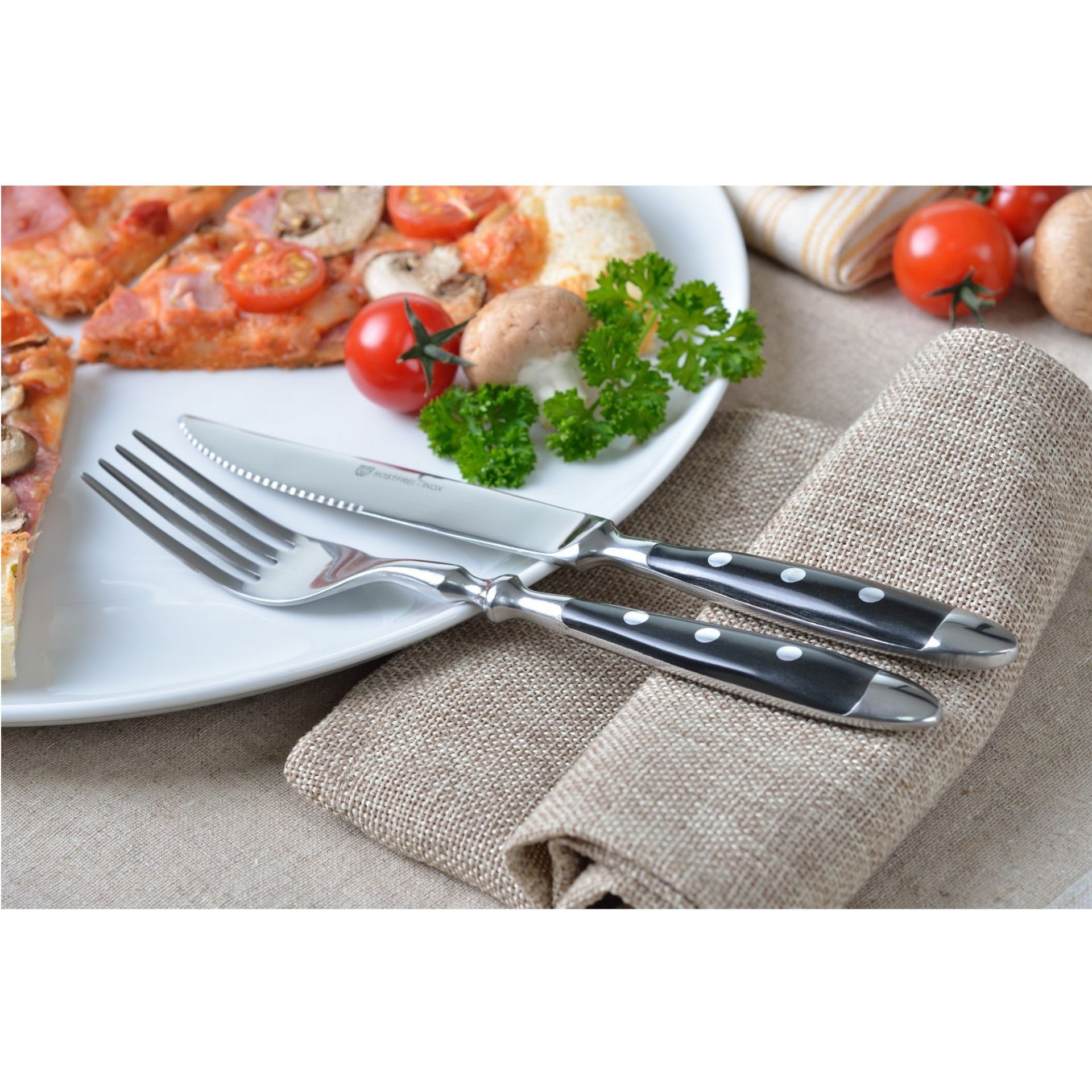GRÄWE Steakmesser (6 Stück), Steakmesser 6 Stück, geschmiedet, schwarz, Serie Nürnberg