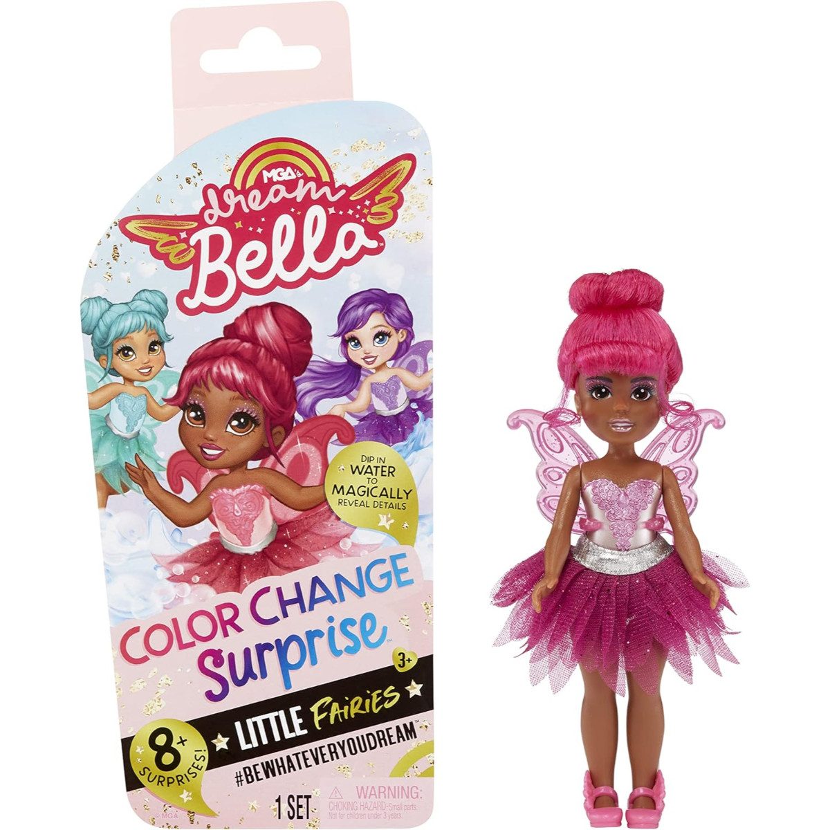 MGA ENTERTAINMENT Minipuppe Dream Bella Jaylen Farbwechsel Puppe 14 cm mit Flügeln