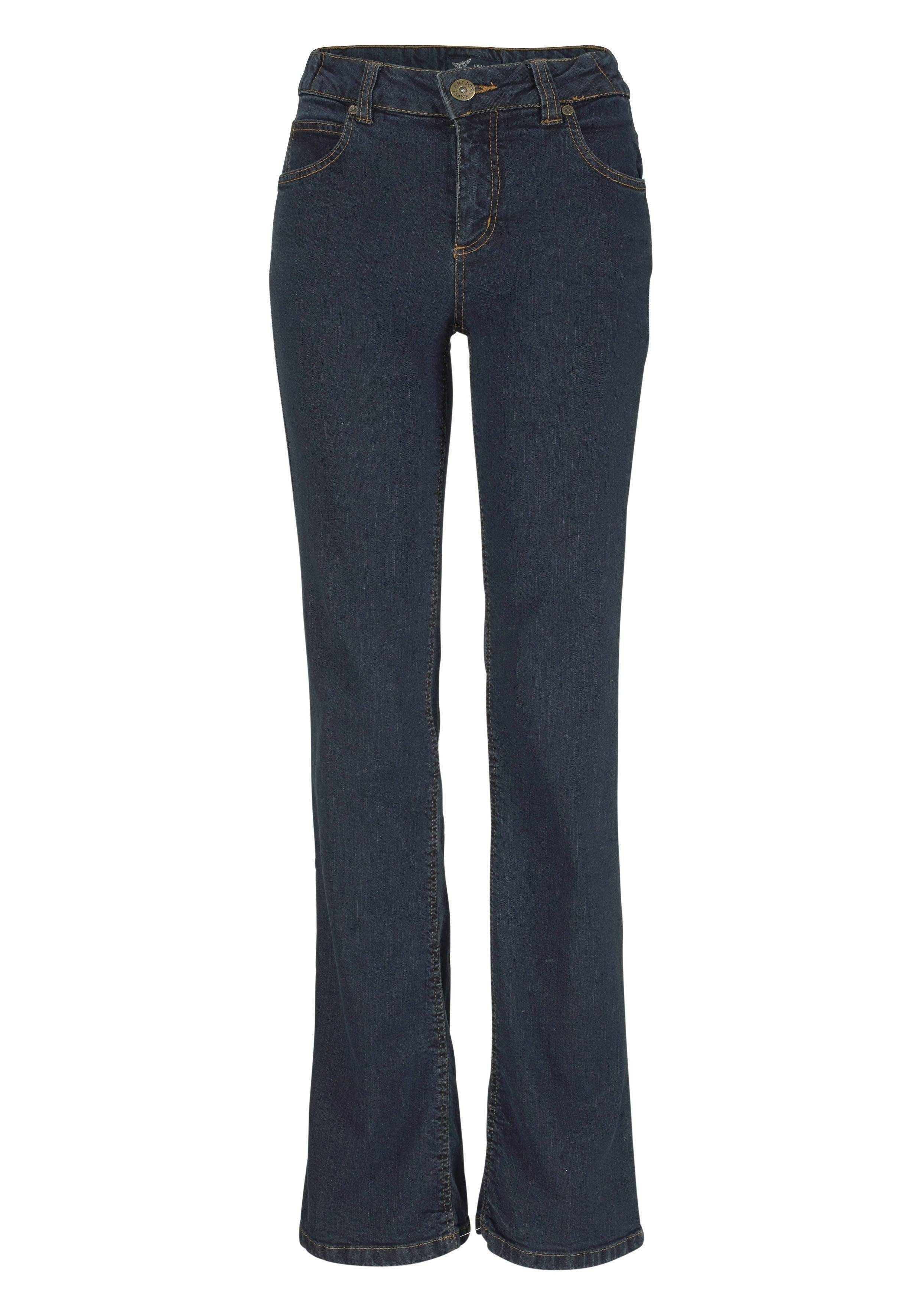 Arizona Bootcut-Jeans Bund mit seitlichem Gummizugeinsatz hohe Leibhöhe, Bootcut, mit Stretch, klassischer 5-Pocket-Style. € 43,99