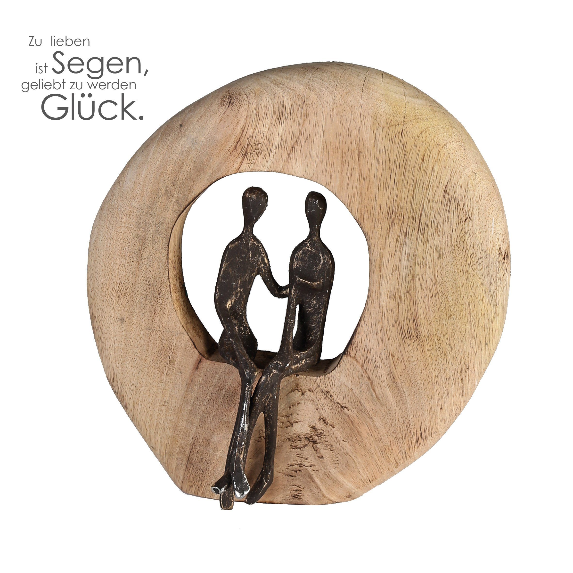 Skulptur PAAR Skulptur - naturfarben - Aluminium, Mangoholz - H. 25cm - Figur