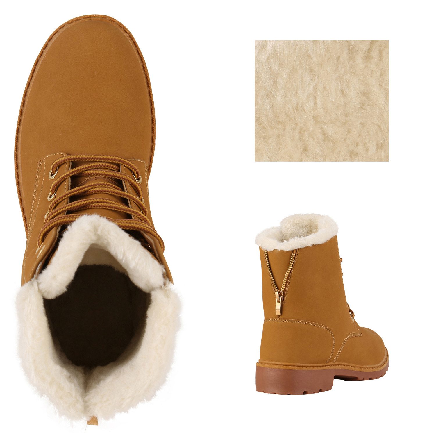 VAN HILL 812923 Stiefelette Warm Gefütterte Worker Boots Damen Outdoor Stiefeletten Robust 814346