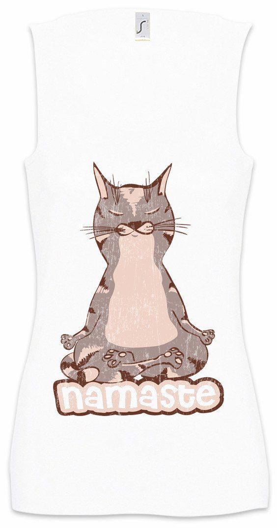 Tanktop Namaste Cat Ärmelloses Damen T-Shirt Yoga Kitty Katze Katzen Kitten Om