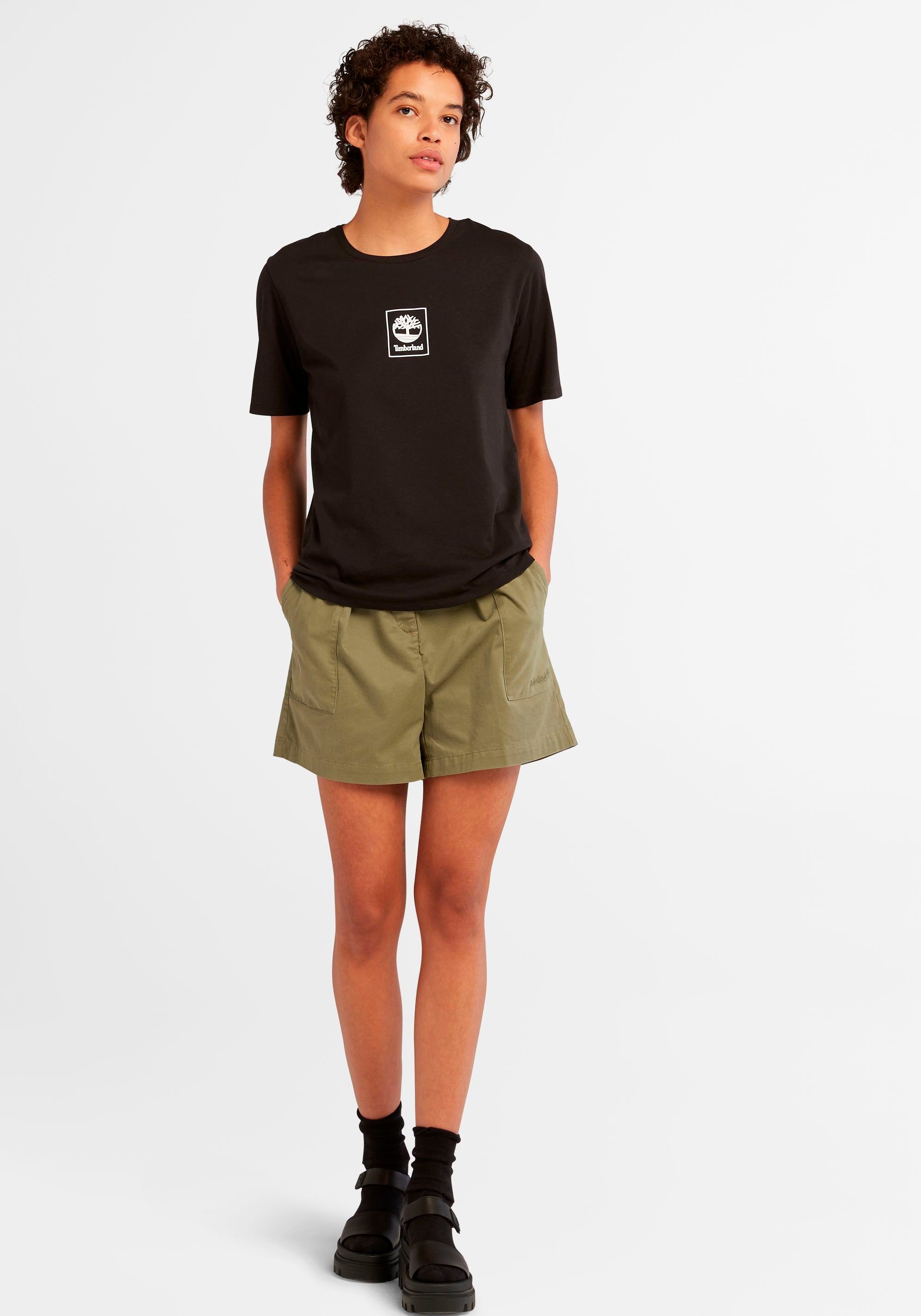 TEE schwarz LOGO mit Logodruck REGULAR T-Shirt STACK Timberland