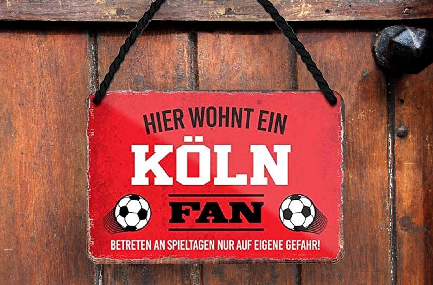 schilderkreis24 Metallschild Blechschild Hier wohnt ein Köln Fan 18x12cm