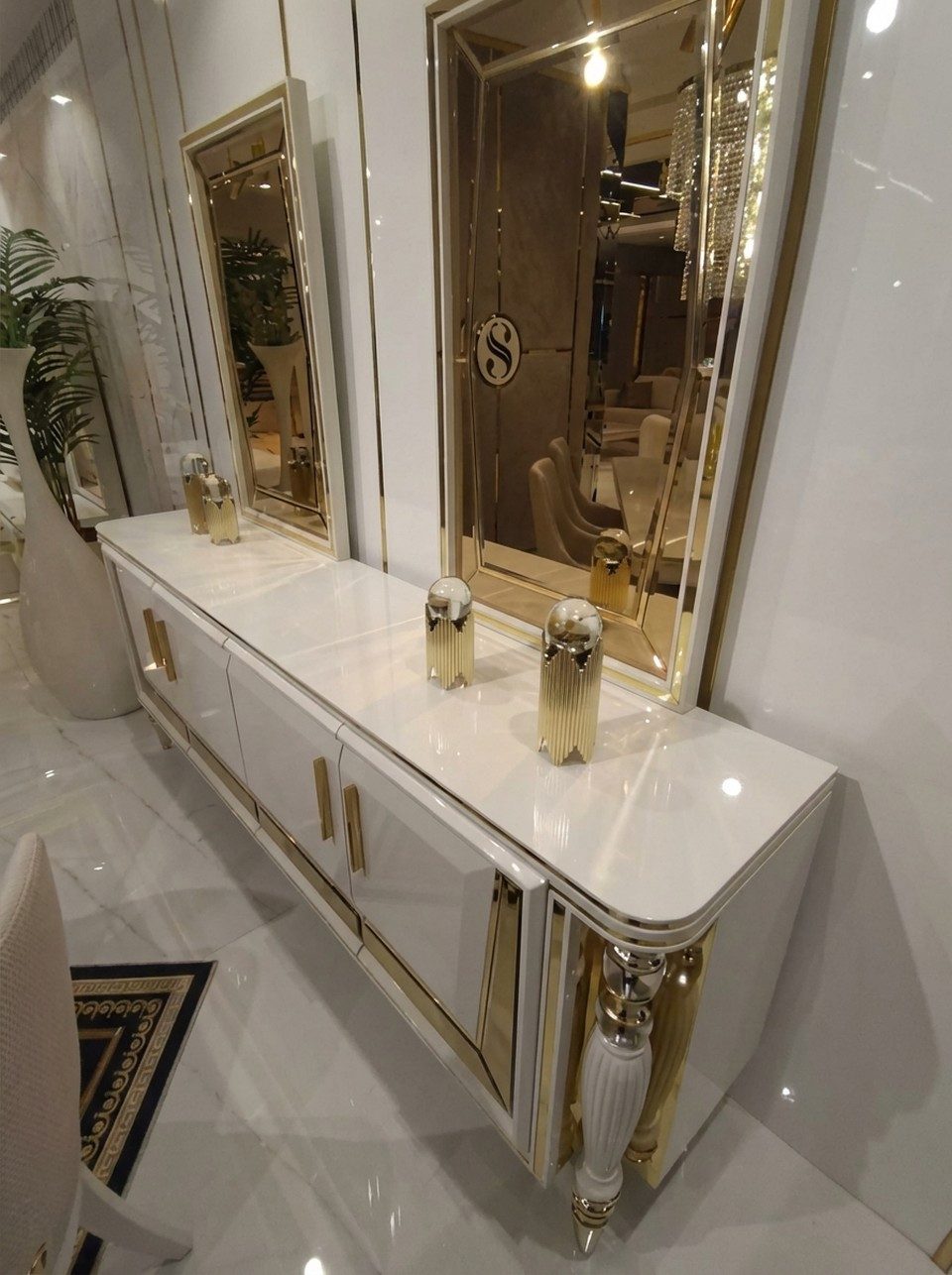 Xlmoebel Esszimmer-Set Luxuriöses Sideboard mit Spiegel und Unterschrank für Ihr Zuhause, (2-St), Made in Europa