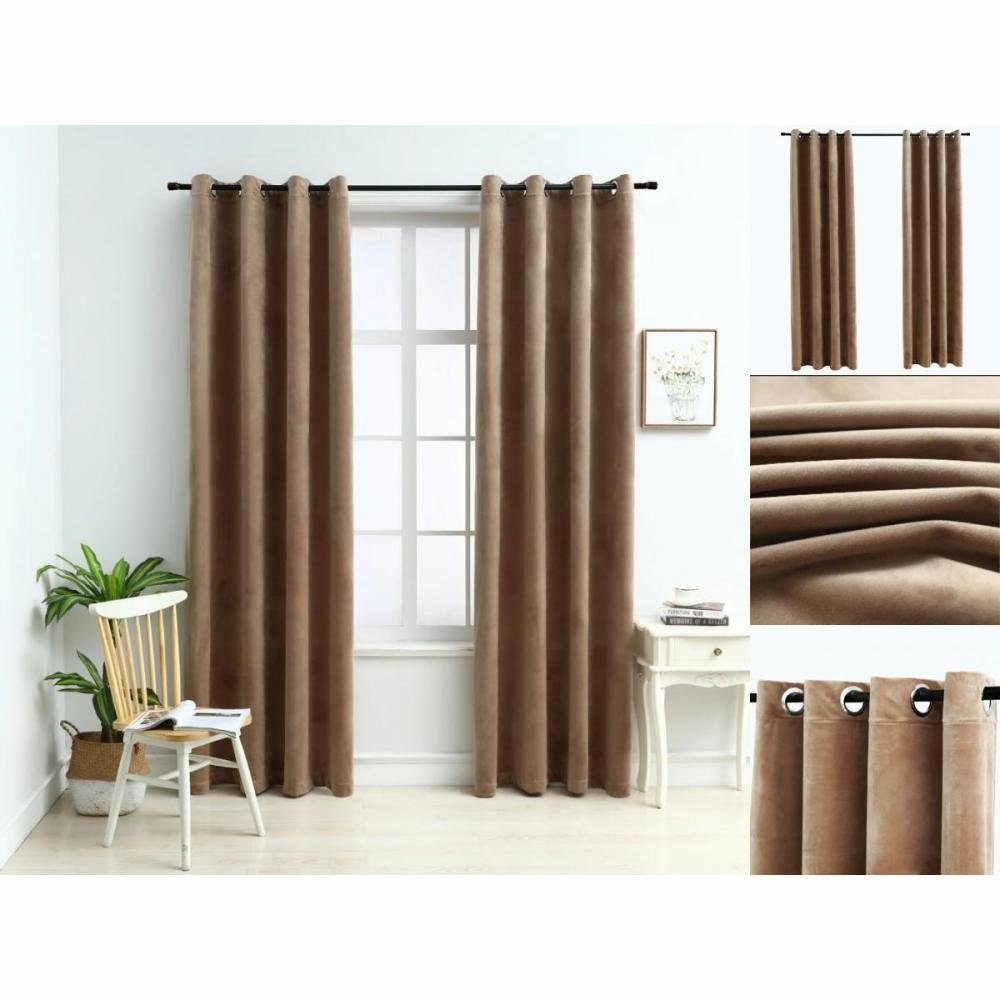 vidaXL Gardine Gardinen 65279Verdunkelungsvorhänge mit Ösen 2 Stk Samt Beige 140x225, Ösen
