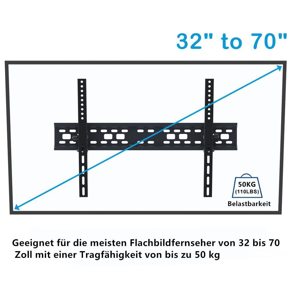 LALAHO TV-Wandhalterung TV-Wandmontage, belastbar 50 kg,Einstellbarer Winkel -5° bis +20°, (bis 70 Zoll, für 32-70-Zoll-Fernsehbildschirme)