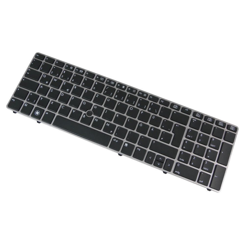 Trade-Shop Ersatzteil passend für HP EliteBook 8560P, 8570P, 8760P Tastatur (Tasten: Deutsch, QWERTZ / Farbe: Silber, Schwarz / mit Trackpoint)