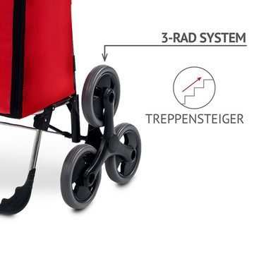 linovum Einkaufstrolley Einkaufstrolley SEENA-Click rot - Treppensteiger Trolley mit Komfort-Click System