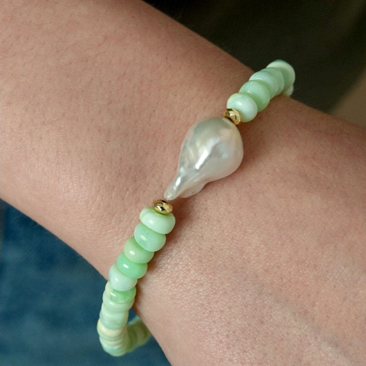 Sogni d'oro Armband mit grünem Opal und Hämatit, Gelbgold 375