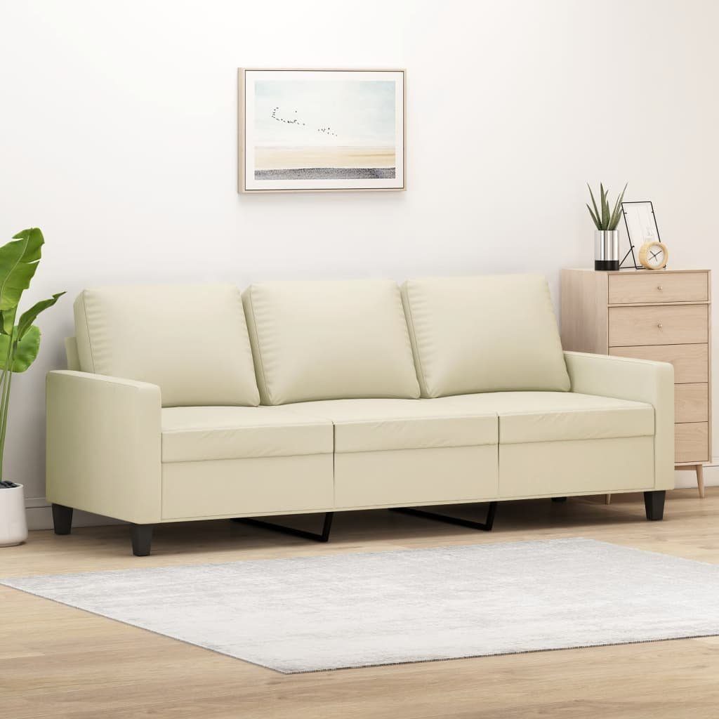 vidaXL Sofa 3-Sitzer-Sofa Creme 180 cm Kunstleder