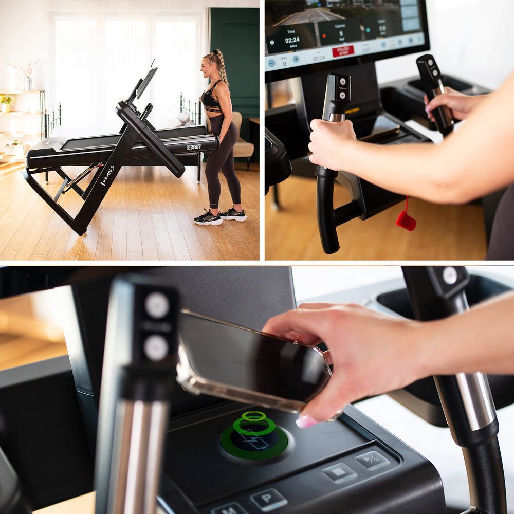 HMS Laufband BE5877 Elektrisches Laufband Fitnessgerät (Spar-Set, 15 Steigungsstufen), Android-System mit WLAN und Apps wie YouTube, Netflix und Spotify