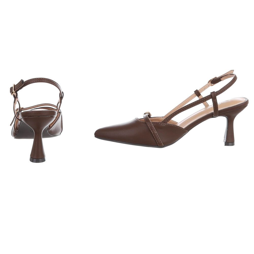 Ital-Design Damen Slingback-Pumps mit spitzer Spitze und Absatz Schnürpumps (91742456) Pfennig-/Stilettoabsatz Pumps in Braun – Bild 5 von 5