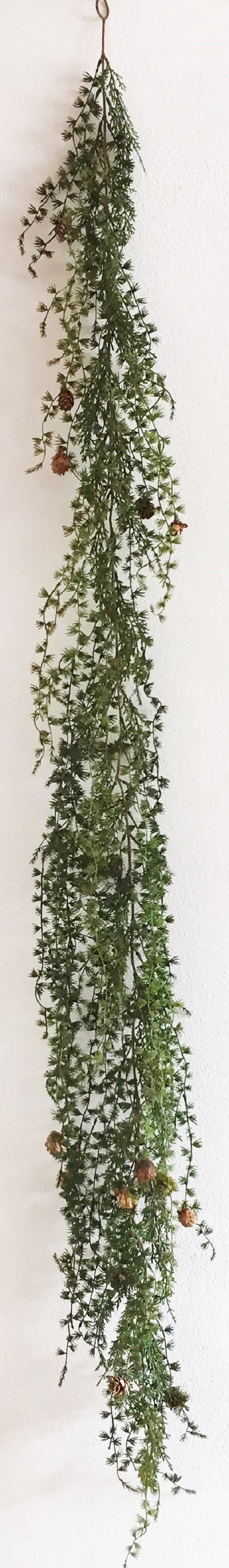 Kunstgirlande Künstliche LÄRCHENGIRLANDE ca 190cm mit Natur-Zapfen., Gasper günstig online kaufen