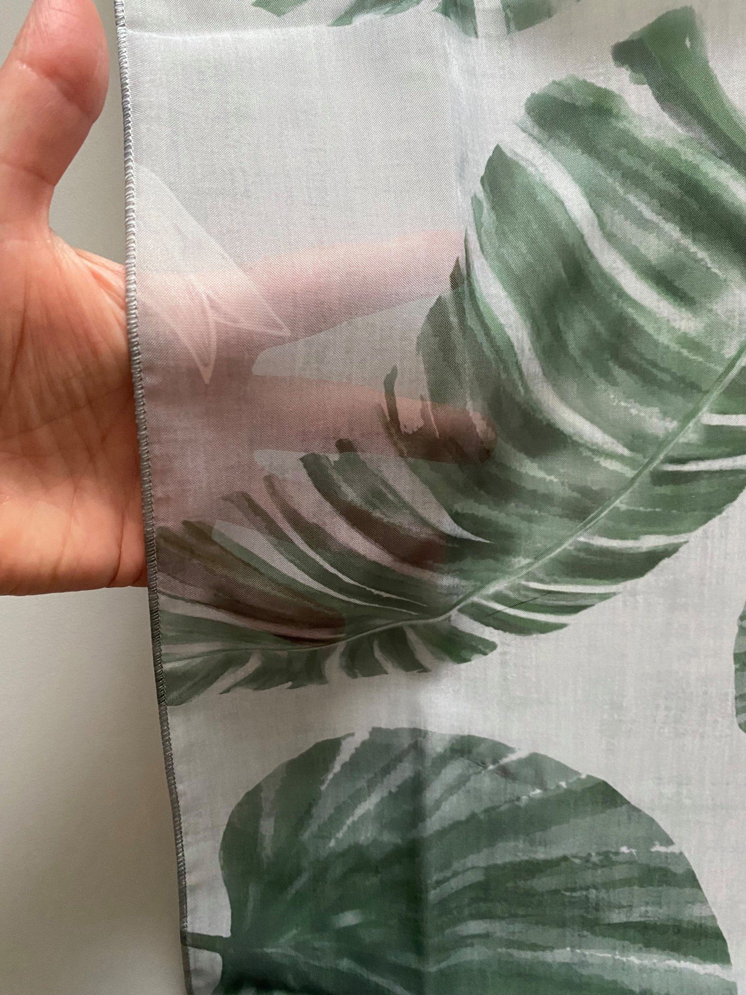 Set Stangendurchzug, Scheibengardine Clever-Kauf-24, Design Blätter transparent Mini Tropical Flächenvorhang Monstera,