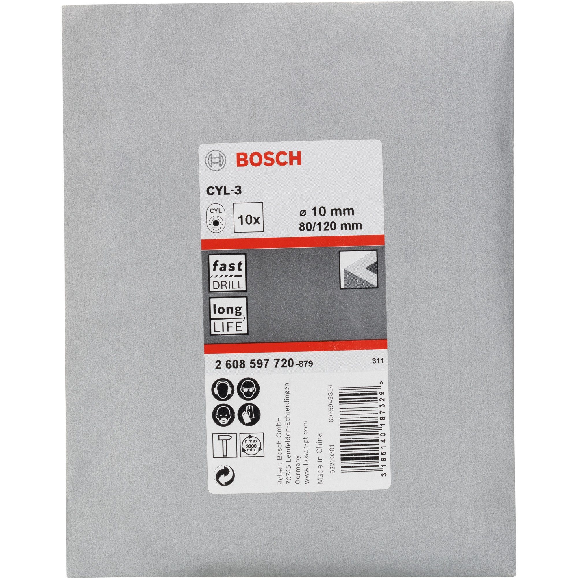 BOSCH Bohrer- und Bitset CYL-3, Bosch Betonbohrer Ø Professional 10mm