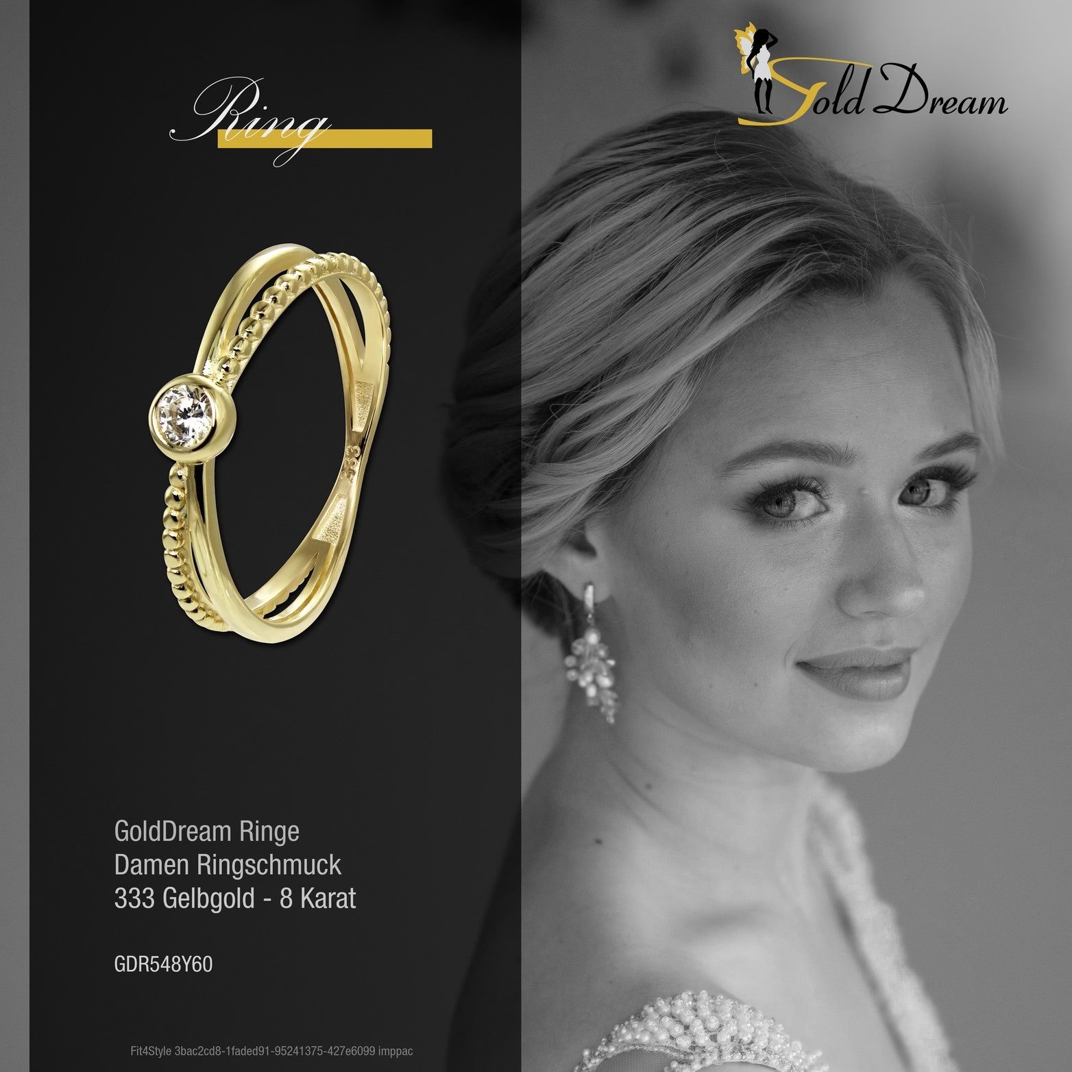 GoldDream Goldring GoldDream Gold Ring Crossed Gr.60, Fingerring 333 Gelbgold - 8 Karat Crossed Damen Ringschmuck