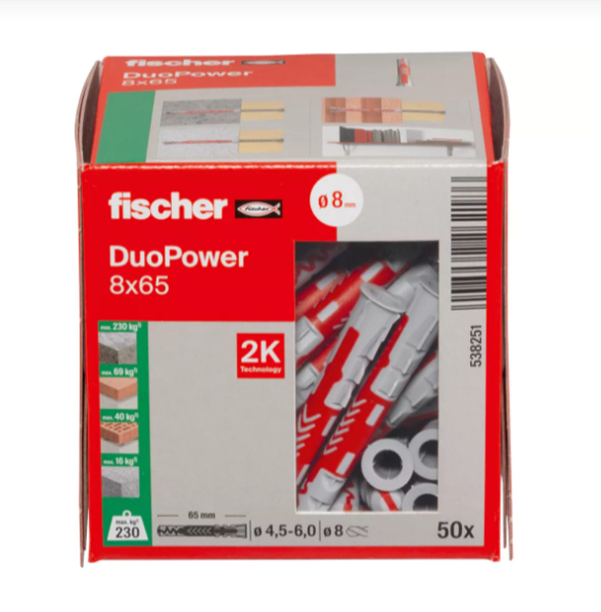 fischer Schrauben- und Dübel-Set Duopower Universaldübel ohne Schraube, (50 St)