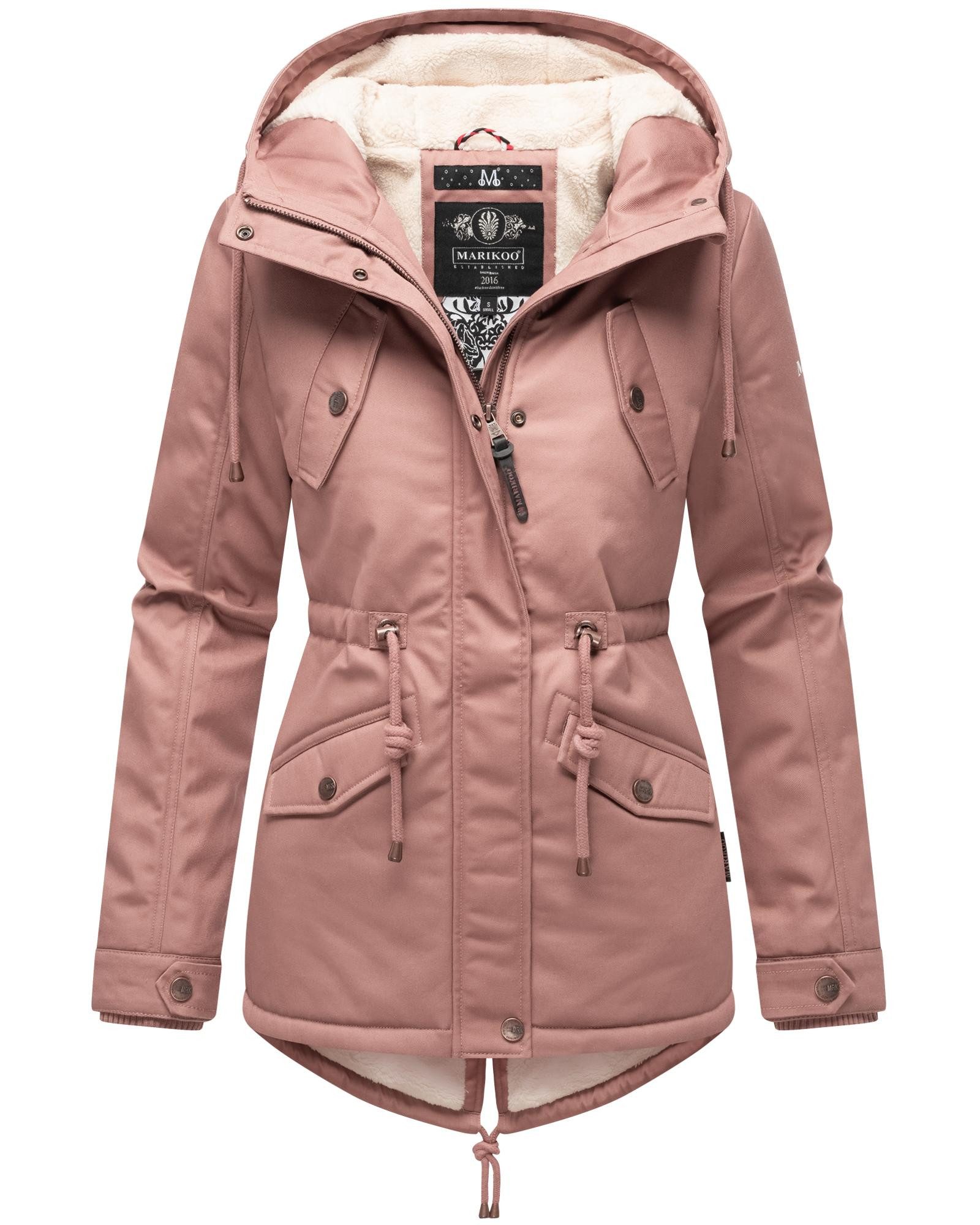 Marikoo Winterjacke Manolya stylischer Kurzmantel mit weichem Teddyfell-Futter