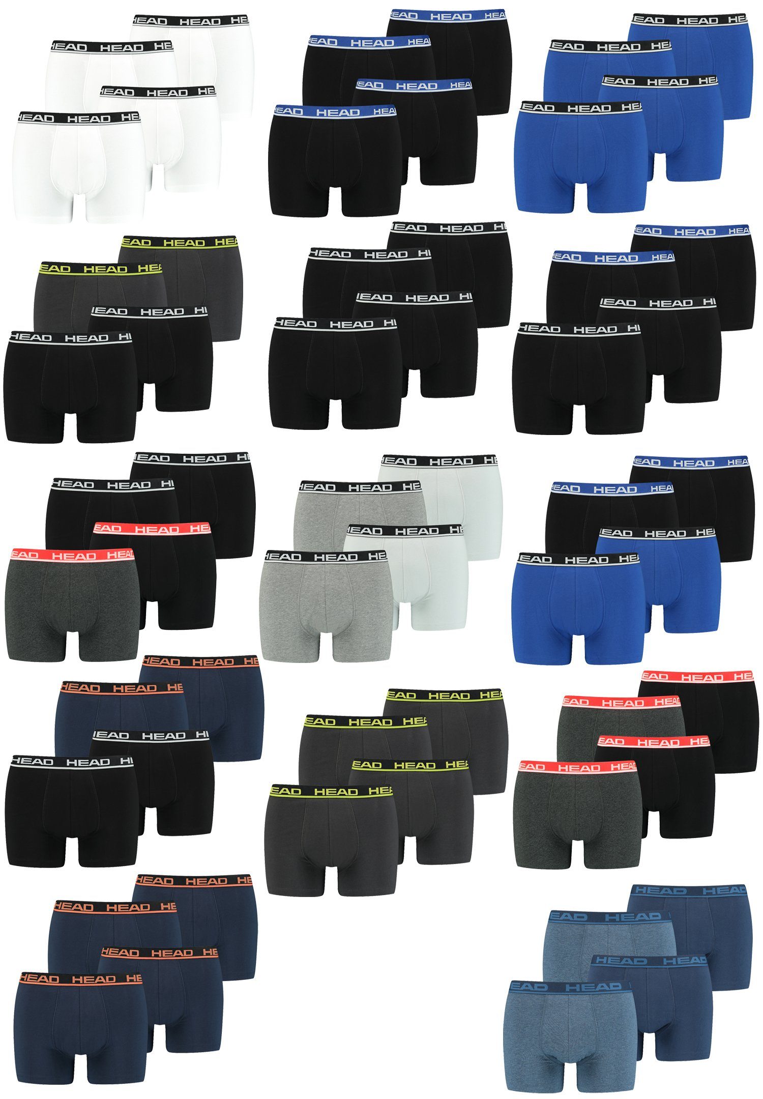 Boxer Black/Phantom 4er-Pack) (Spar-Set, 4P Head Boxershorts 4-St., Basic Lime Head