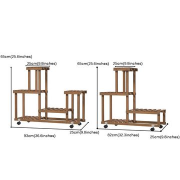 Insma Pflanzentreppe G1-G5 (Blumenregal Blumentisch Pflanzenregal, mit/ohne Rad), Holz Mehrstufig Stabil für Wohnzimmer Garten Balkon Terrasse Indoor und Outdoor