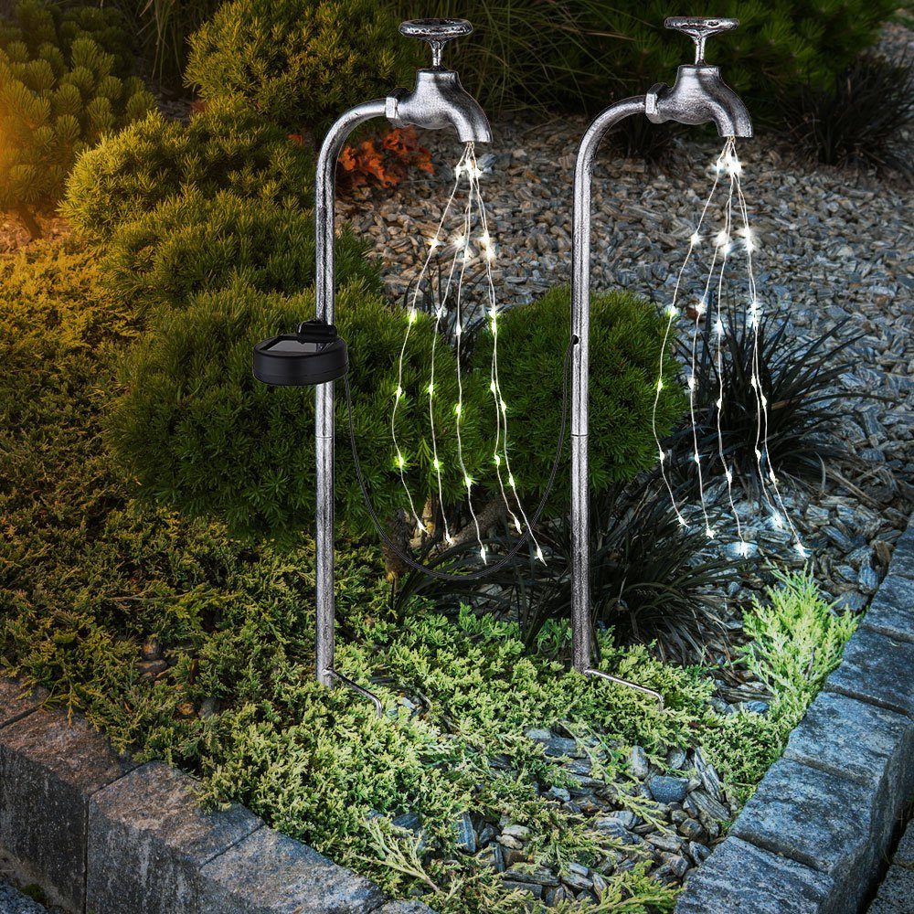 Außen Garten LED-Leuchtmittel Warmweiß, Deko verbaut, LED Solarleuchte, Wasserhahn Licht fest Wasserhahn mit Solar etc-shop