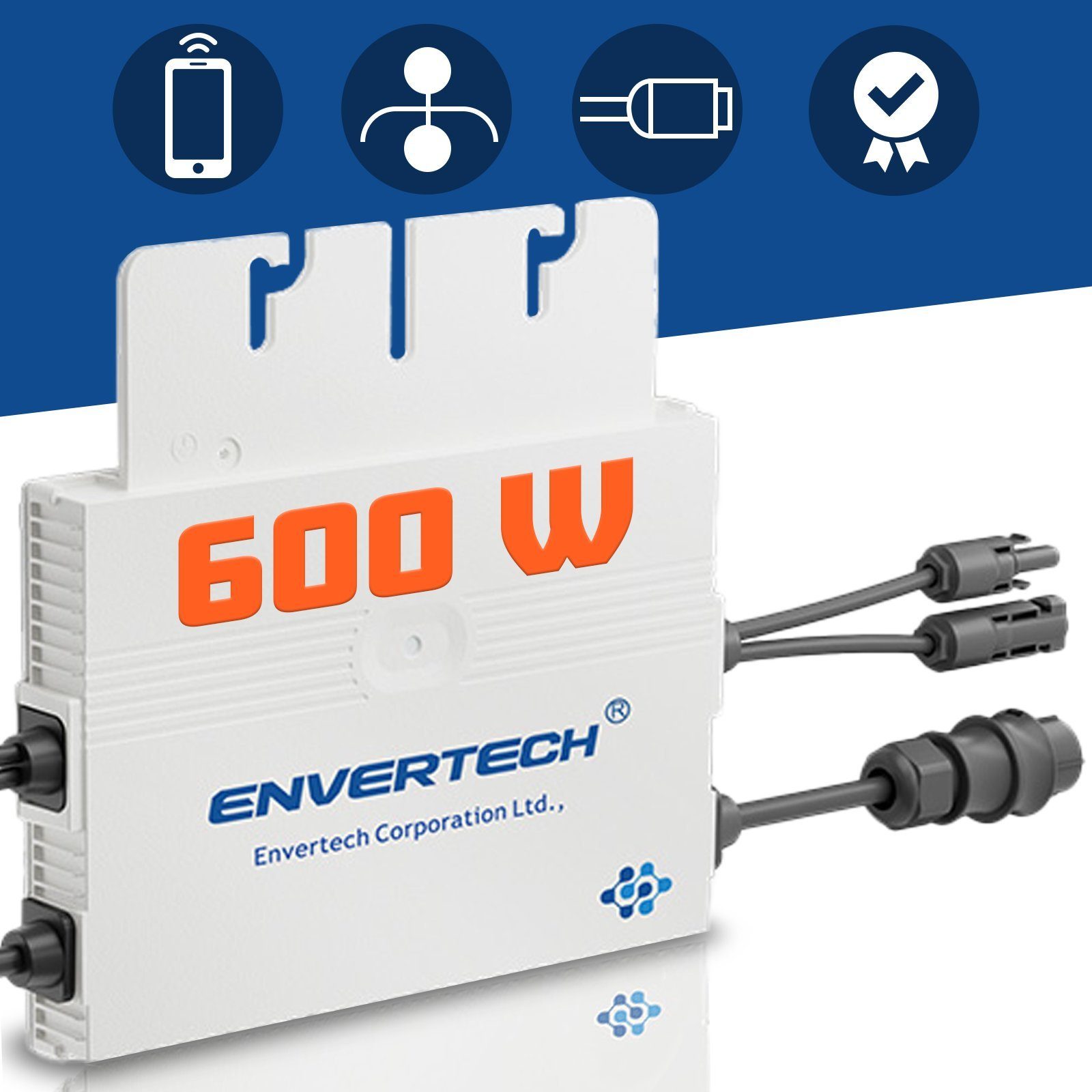 Produktbild von Envertech EVT2000 Mikrowechselrichter – 2000 W, 4 MPPT, WiFi, Inkl. AC-Kabel, Für Balkonkraftwerk
