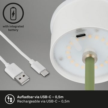 Briloner Leuchten Außen-Tischleuchte 7438019, LED fest verbaut, Warmweiß, mit Akku, höhenverstellbar, USB-C, warmweiß, IP44, chrom, 38 cm