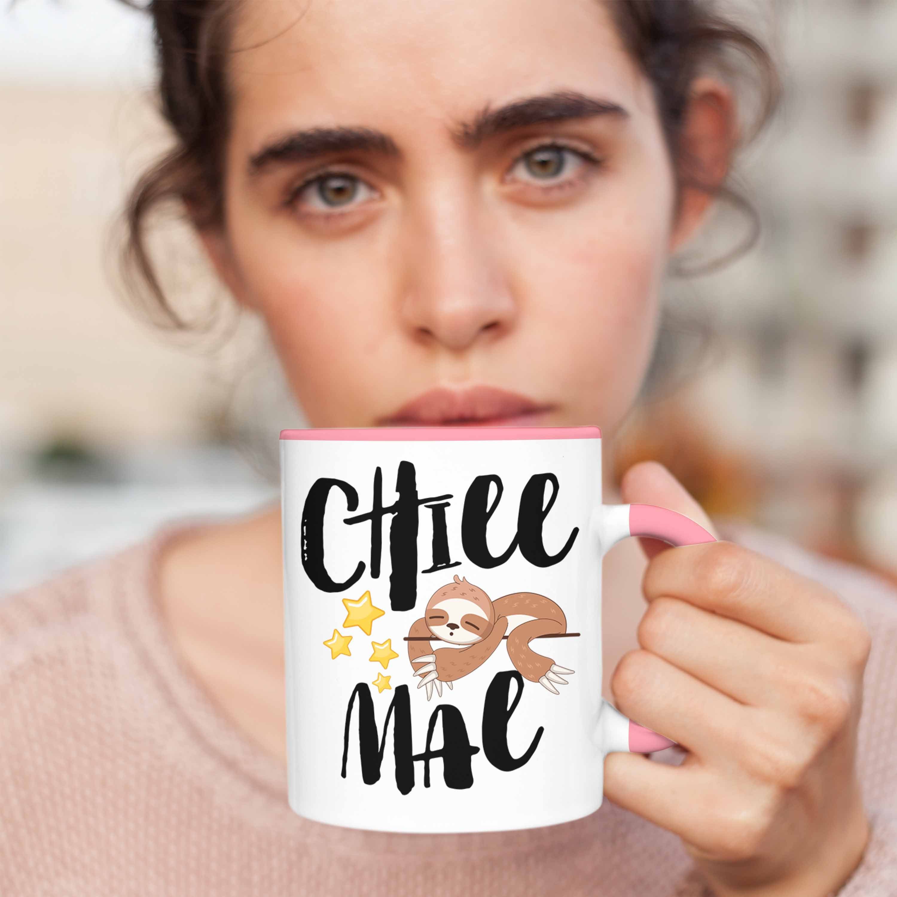 Büro Kinder Tasse Tasse für's Männer Arbeit Lustige Kaffeetasse Frauen Chill - Kollegin Trendation Rosa Sprüche Faultier Trendation Mal