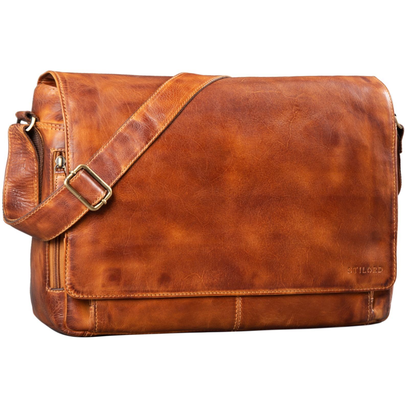 STILORD Laptoptasche "Tom" Vintage Leder Umhängetasche