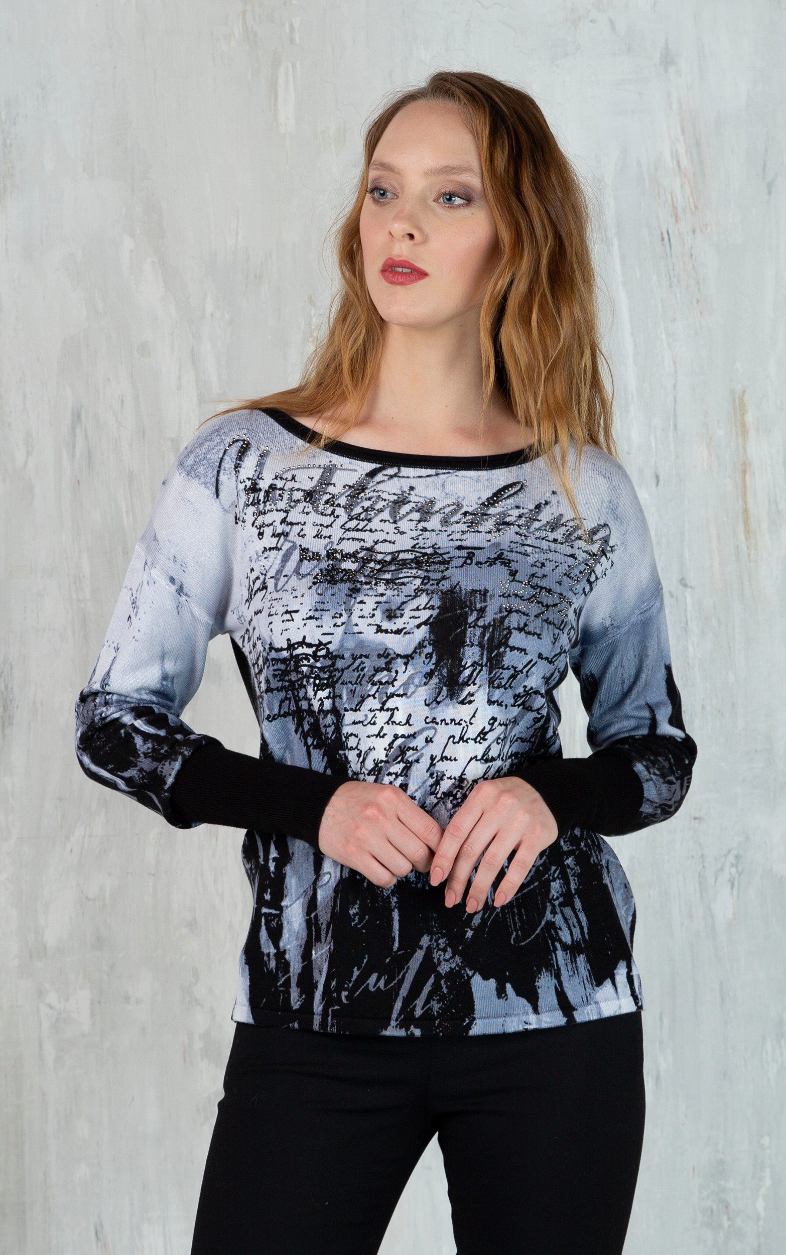 Passioni Strickpullover mit Schriftmuster günstig online kaufen