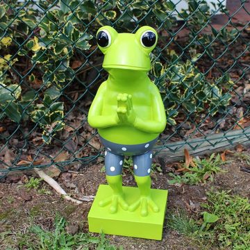 colourliving Tierfigur Frosch Dekofigur lustiger Badefrosch 43 cm grün Gartenfigur Frosch, handbemalt, lustiges Erscheinungsbild, 4 Filzplättchen