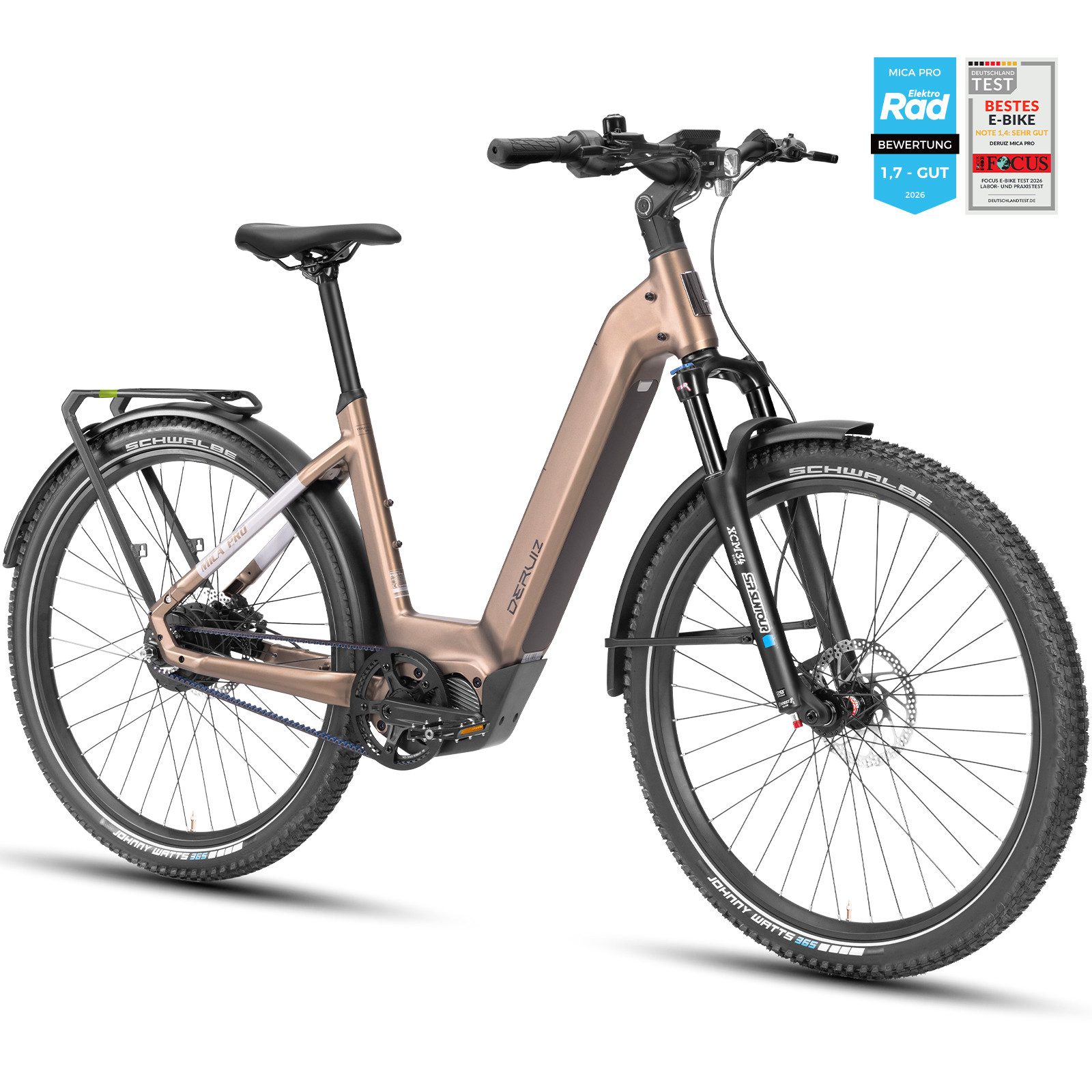 DERUIZ E-Bike Mountainbike 28 Zoll Mica Pro, 110 Nm, bis zu 180 km, Gates CDX Riemenantrieb, Nabenschaltung, Mittelmotor, 720 Wh, (Trittfrequenz- und Drehmomentsensor, Lockout-Federgabel, Tiefeinsteiger), ENVIOLO stufenlos, 120-Lux-Licht, Bluetooth-App, 6 Fahrmodi